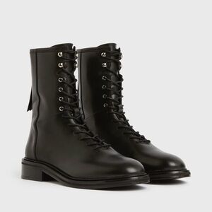 ALLSAINTS Women's Misty Leather Lace Up Boots Black Sz39